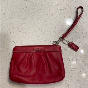 Coach leather red wristlet